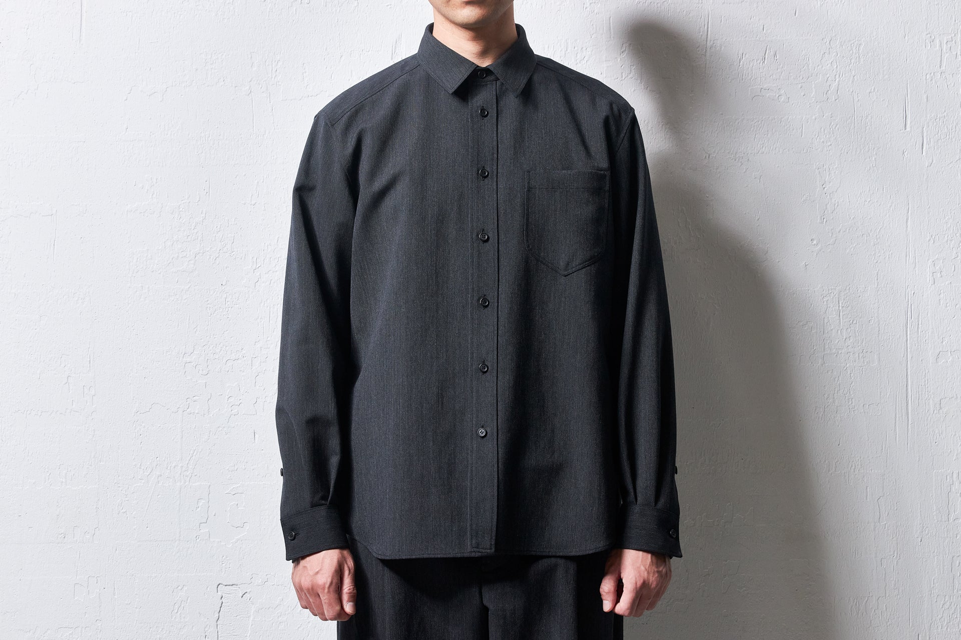 26143-wa/ウール×和紙・ダブルステッチシャツ – 山内