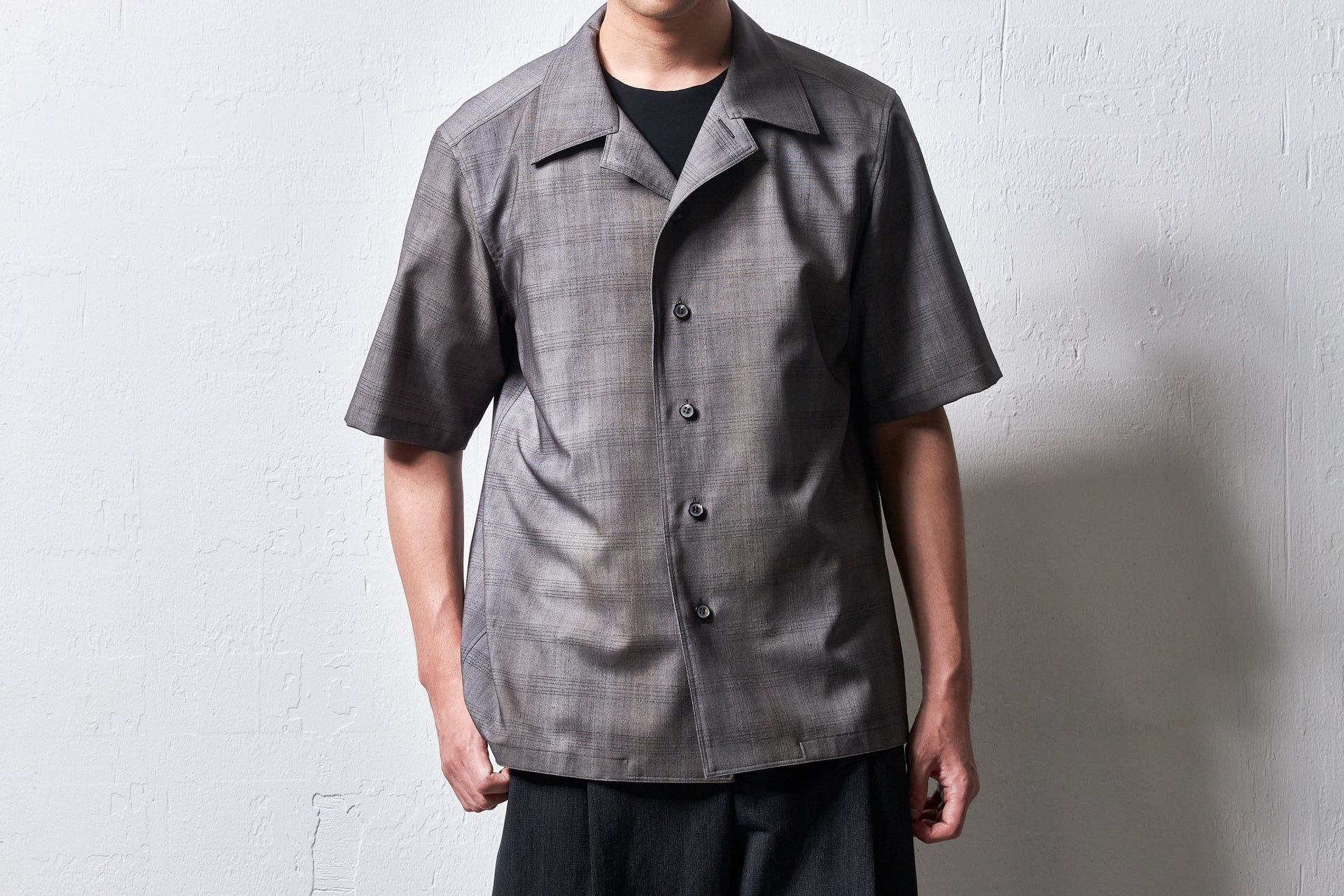JACKBUNNY シルバーショートスリーブシャツ 26148-ur/ウールアーバン格子・ショートスリーブシャツ-urban gray – 山内